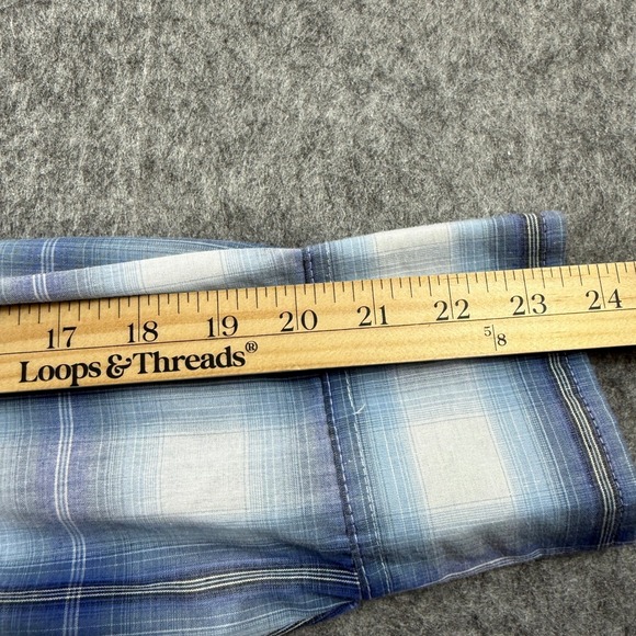 Wrangler Western Fashion Snap Shirt Plaid Blue White Men 2X Big Grande Fort - Picture 4 of 8